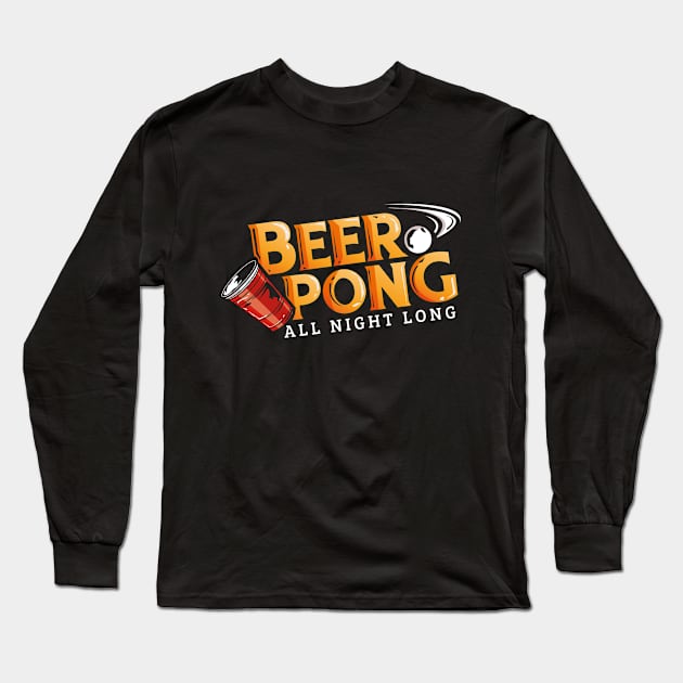 Funny Bear Pong Party Game Enthusiast Novelty Long Sleeve T-Shirt by Tenh